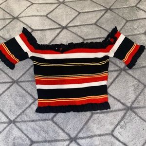 Ribbed Off The Shoulder Cropped top